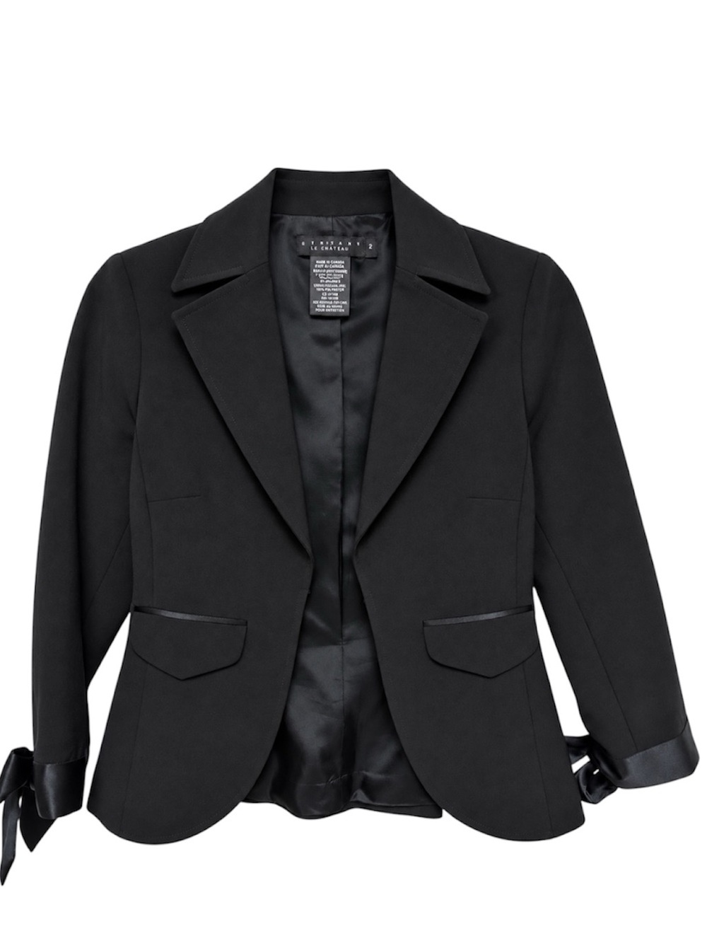 Laundry by Shelli Segal Black Bow 3/4 Sleeve Blazer Size 2